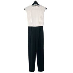 Hutch Black White Sleeveless Tapered Leg Open Back Jumpsuit 0